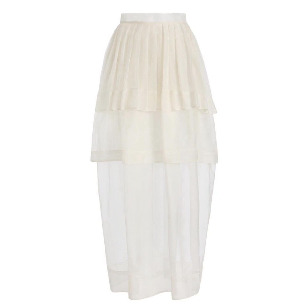 KAMPERETT 1100$ NWT 100% Silk Organza Maxi Skirt Bridal Wedding Look Sheer XS